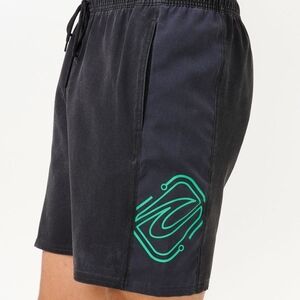 Sideways Volley 18" Boardshorts - Black/LimeBlack Shorts with Green Logo M
